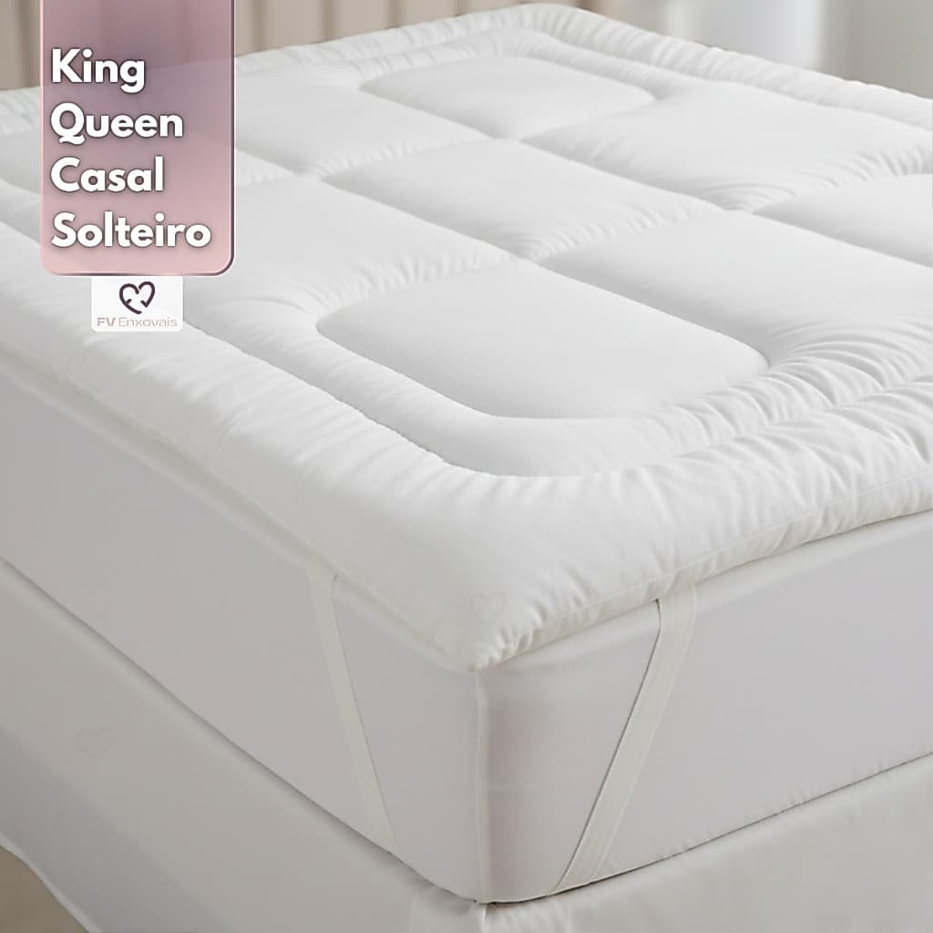 Pillow Top Casal 400 Fios Protetor de Colchão Queen Extra Macio Premium Com Elástico Solteiro e King