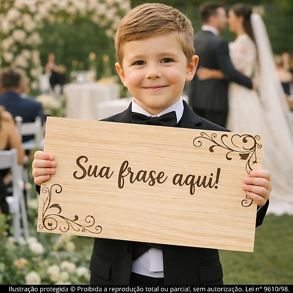 Placa De Casamento Personalizada (Sua Frase Aqui) - Plaquinha Decorativa Entrada Noiva Noivo Pajem