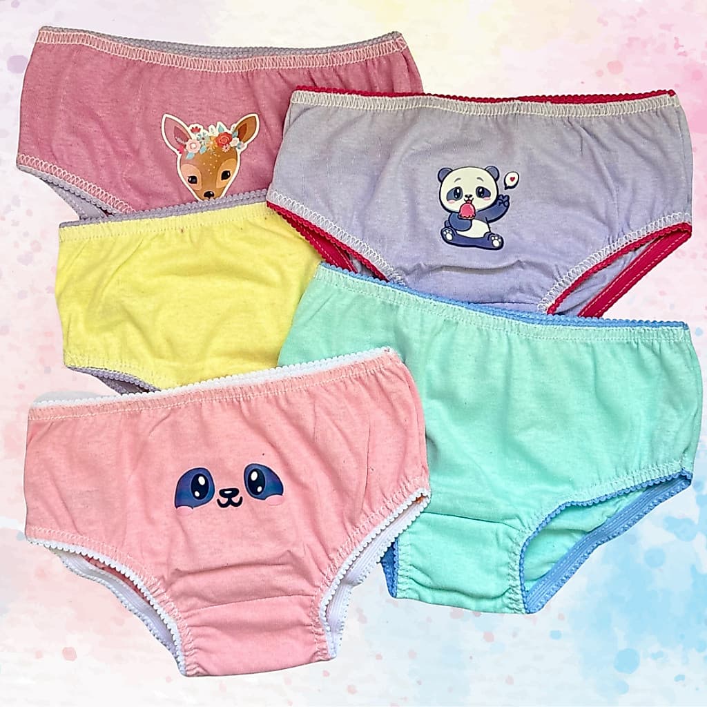 Kit 12 ou 6 Calcinhas Infantil Menina com Desenho Kids Cores Sortidas Malha 100% Algodão Delicadas