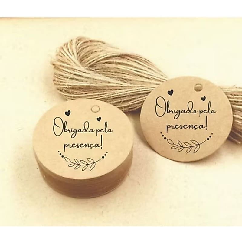 Kit 24 48 96 Tags Kraft 4cm Personaliza para Lembrancinhas Casamento Chá de Bebê Aniversário Eventos