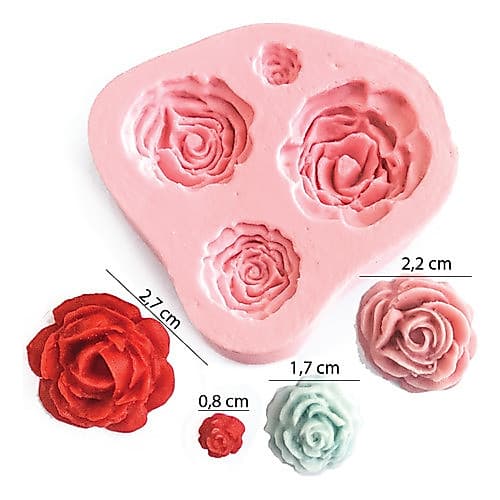 Molde Silicone Para Confeitaria Rosas Rosinhas Flores Decoração Doces Pasta Americana
