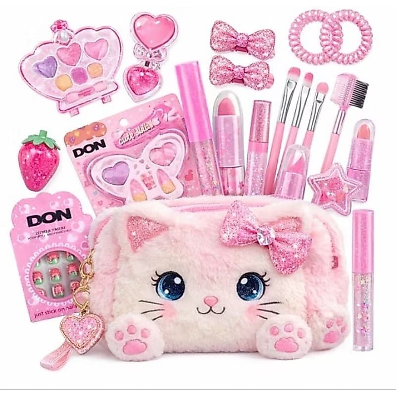 Kit Maquiagem Infantil Criança Completo Menina Bolsa Acessórios Cabelo Unhas Postiça Brilho Labial Paleta sombras menina