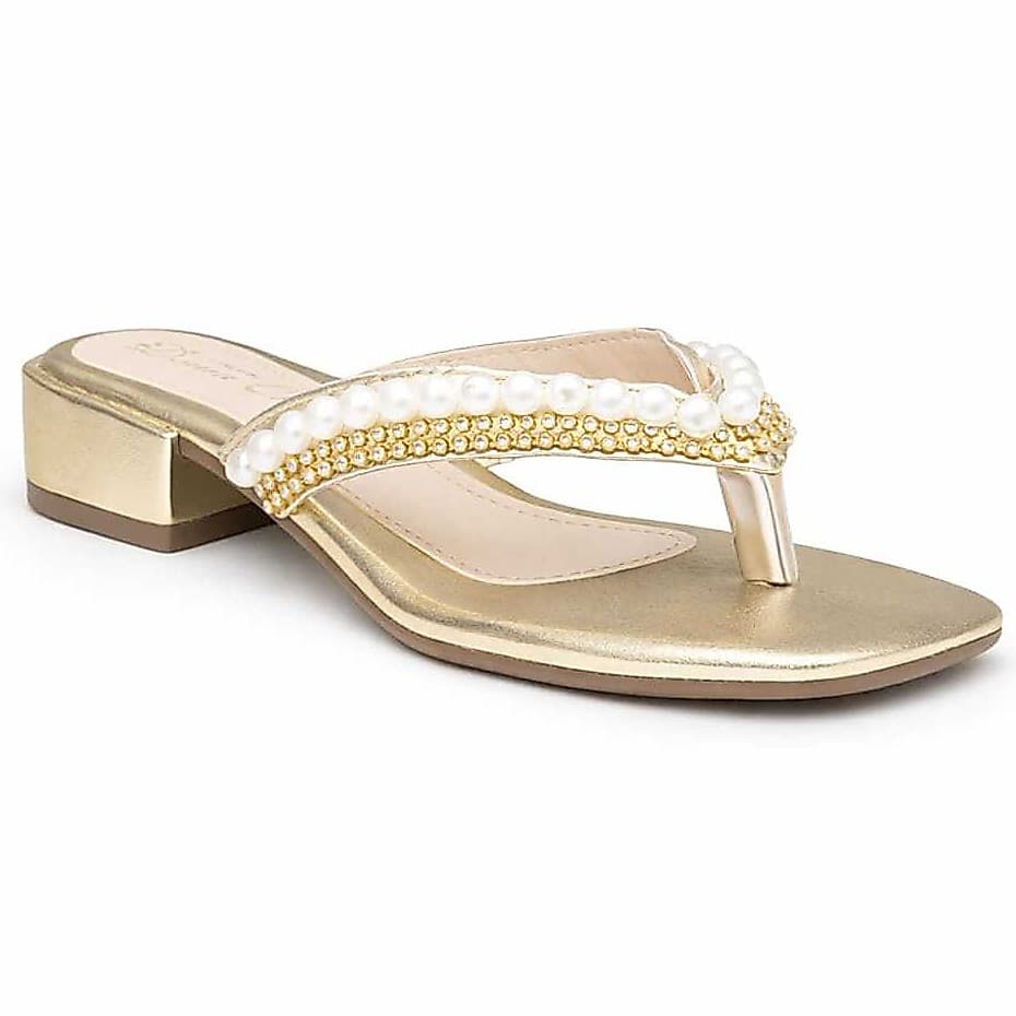Chinelo Rasteira Asa Delta Feminino Bordado Pérola Saltinho 2,0cm Tamanco Sandália Promoção Moda