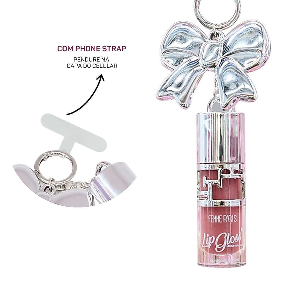 Lip Gloss Femme Paris com Chaveiro Laço + Phone Strap FR147