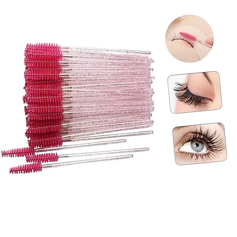 kit 50/100/150/200 escova de cílios e sobrancelha descartáveis com glitter envio imediato