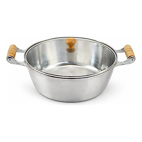Panela Alumínio Fundido Batido Grosso Tampa De Vidro 20 Cm Cabo de Madeira