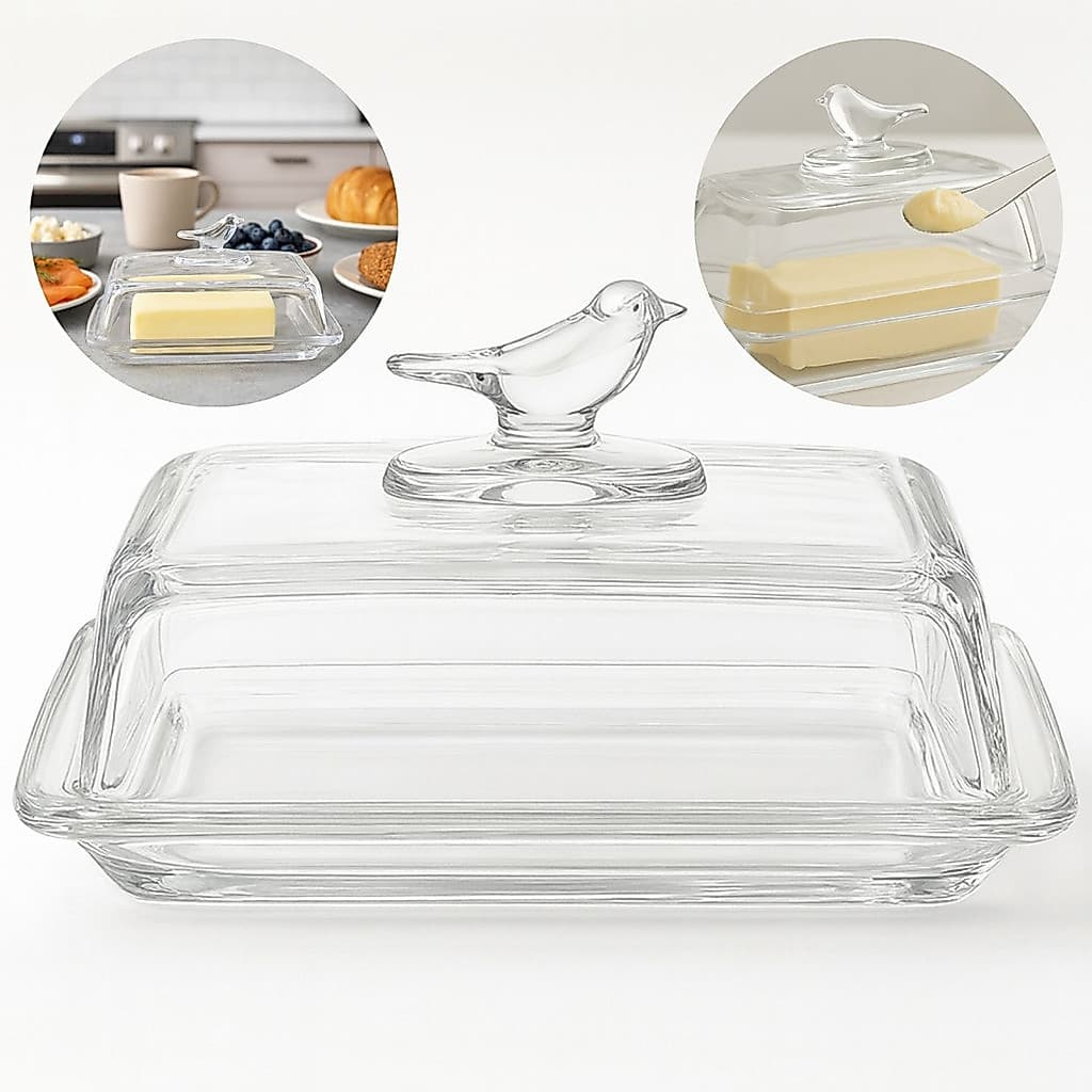Wolff Manteigueira Cristal Tampa Vidro Porta Manteiga Bird