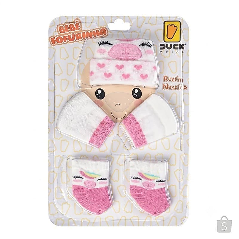 Kit Touca Luvas Meia Recém Nascido Menino Menina