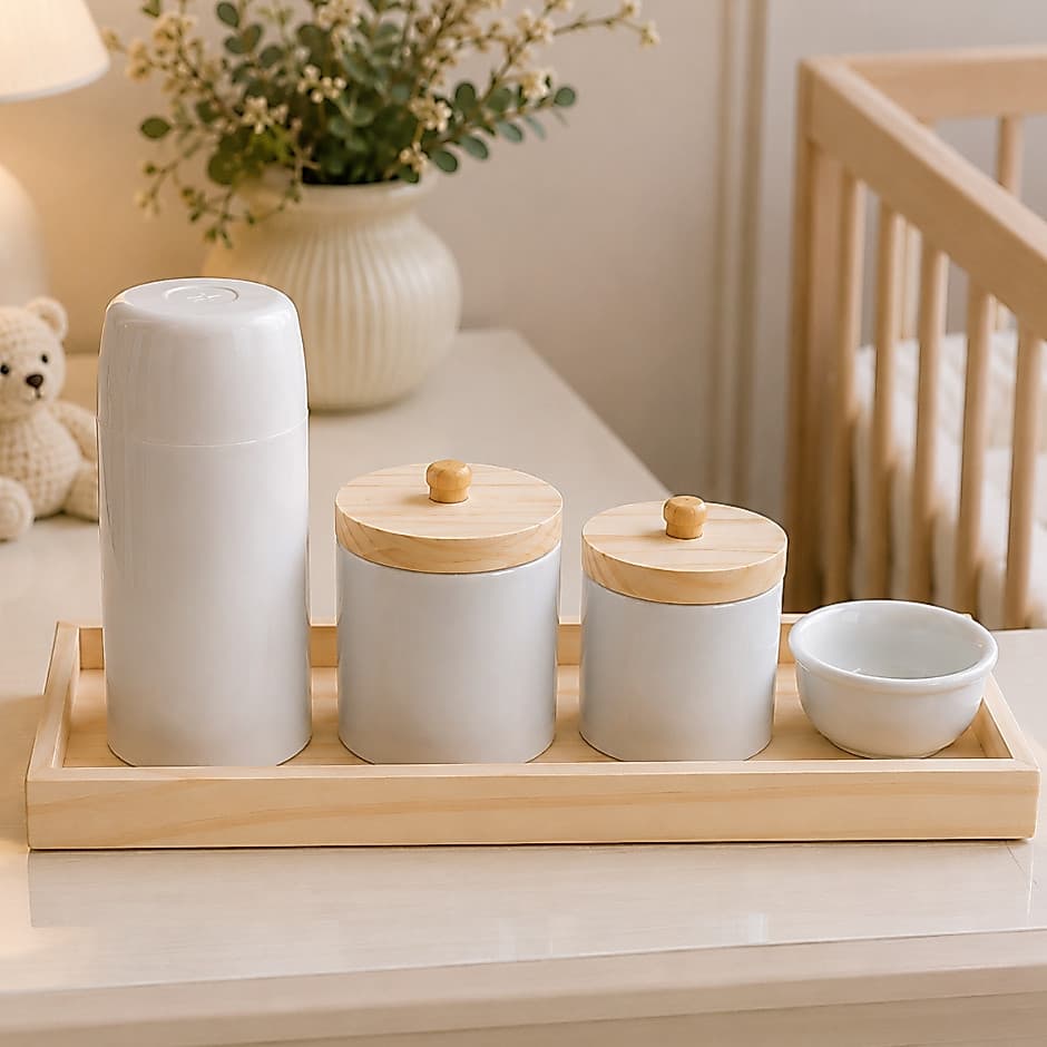 Kit higiene bebe porcelana clean decoração quartinho