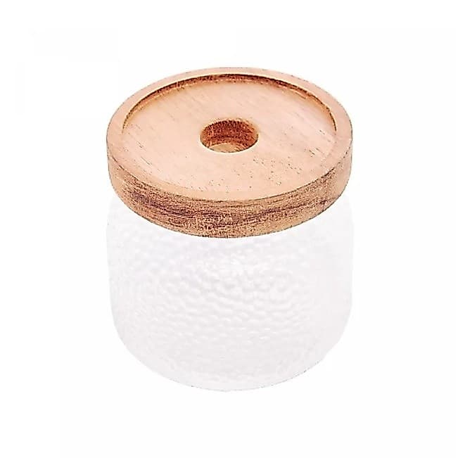 Porta Mantimento de Vidro Martelado com Tampa de Acacia Petra 350ml Porta Mantimento de Vidro Martelado com Tampa de Acacia Petra 350ml