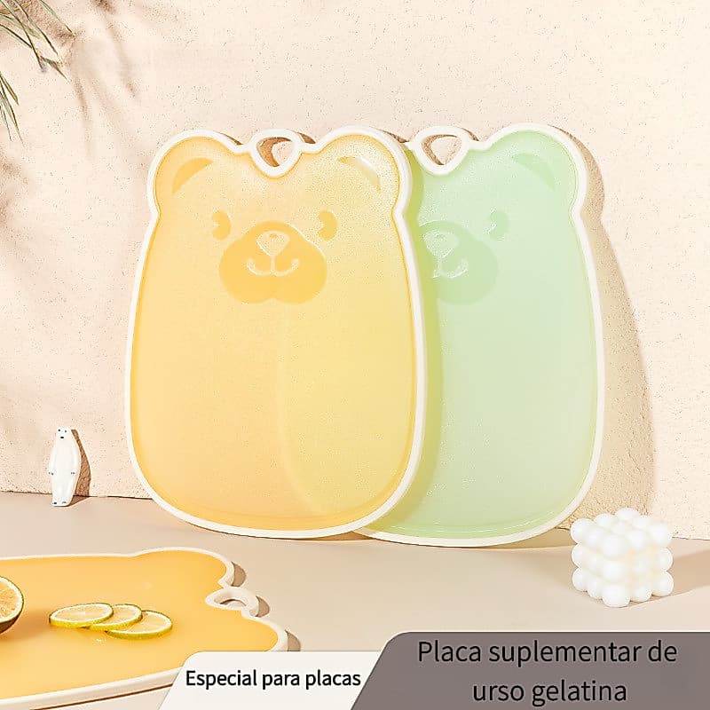 Jelly Bear Food Grade PP Divisória dupla face Antiderrapante Placa de corte de alimentos complementares TPE Borda com tu