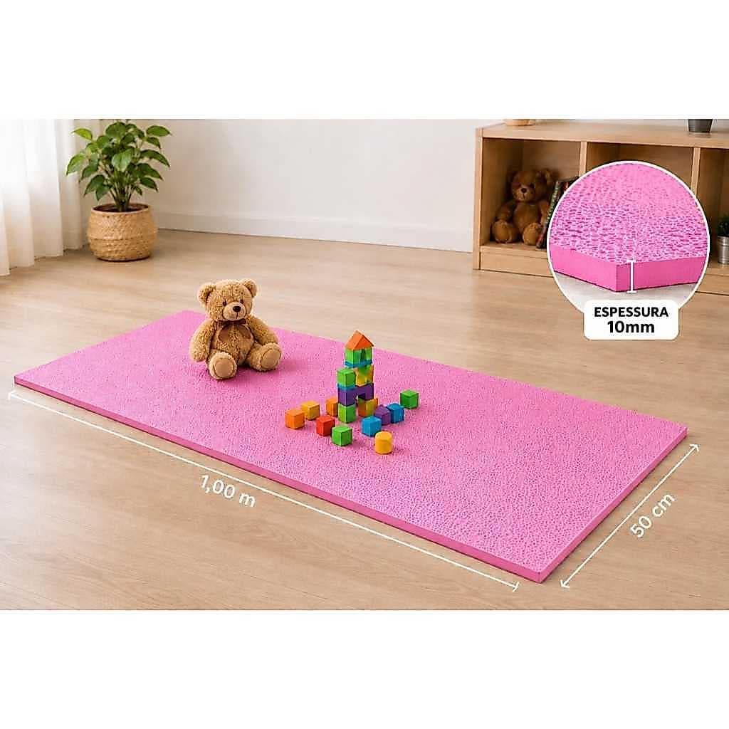 Colchonete Tapete Infantil EVA =Rosa  Antiderrapante 100x50cmx8mm Conforto e Segurança para Crianças
