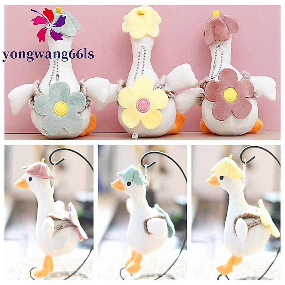 Chaveiro Grande de Ganso Branco YONGWANG, Pingente de Animal de Pelúcia Estilo Coreano com Flor, Boneco de Desenho Anima