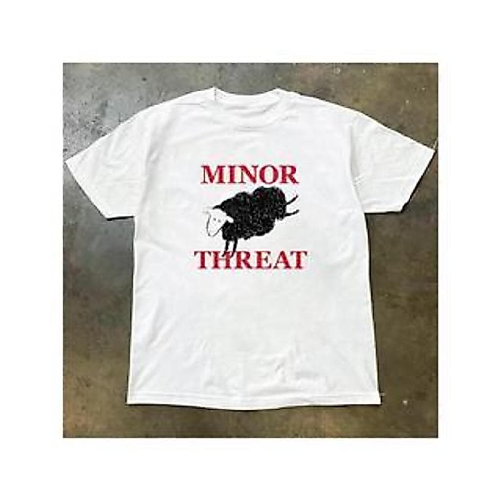 Men's MINOR THREAT Punk Band T-Shirt - White with Red Graphic - Hardcore Street style - Soft Round Neck Tee - Machine Wa