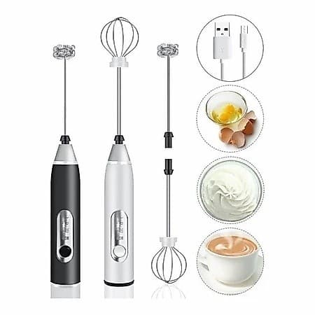 Batedor Misturador Mixer Elétrico para Bebidas Leite Café Clara de Ovo 2 em 1 Mini Liquidificador Recarregável
