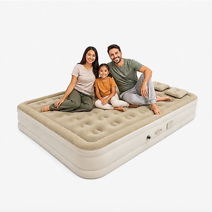 Colchão Inflável com Inflador Elétrico Recarregável, Montagem Rápida, Cama Portátil para Casa, Viagem e Camping