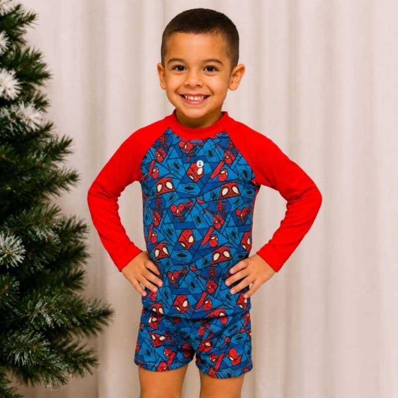 Roupa Infantil Masculina Praia e Piscina Proteção UV 50 Dinossauro Camisa Manga Longa + Shorts Surf