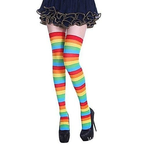 Meia Calça 7/8 Listrada Arco-Íris para Fantasia de Palhaço e Emília - Parada LGBT e Cosplay