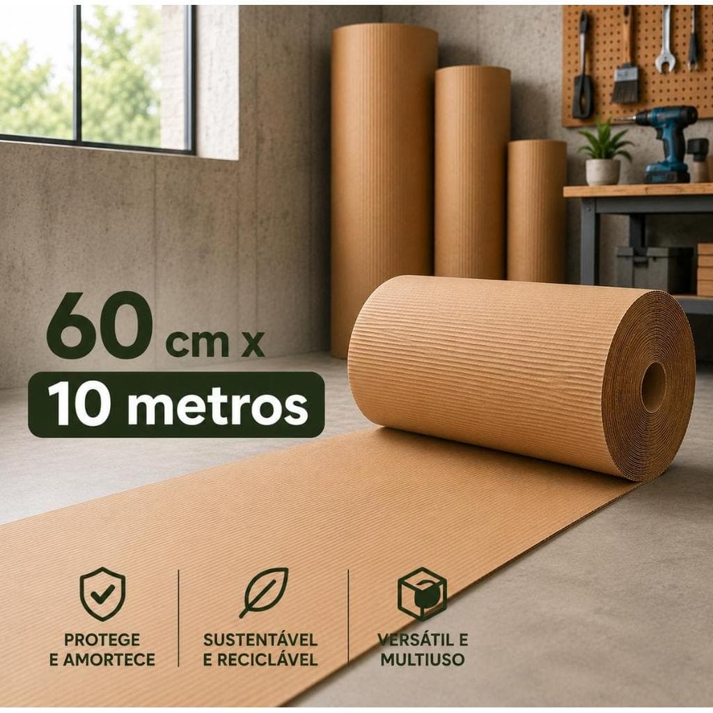 Papelão Ondulado Flexível 60cm x 10m Para Embalar Objetos Delicados e Frágeis