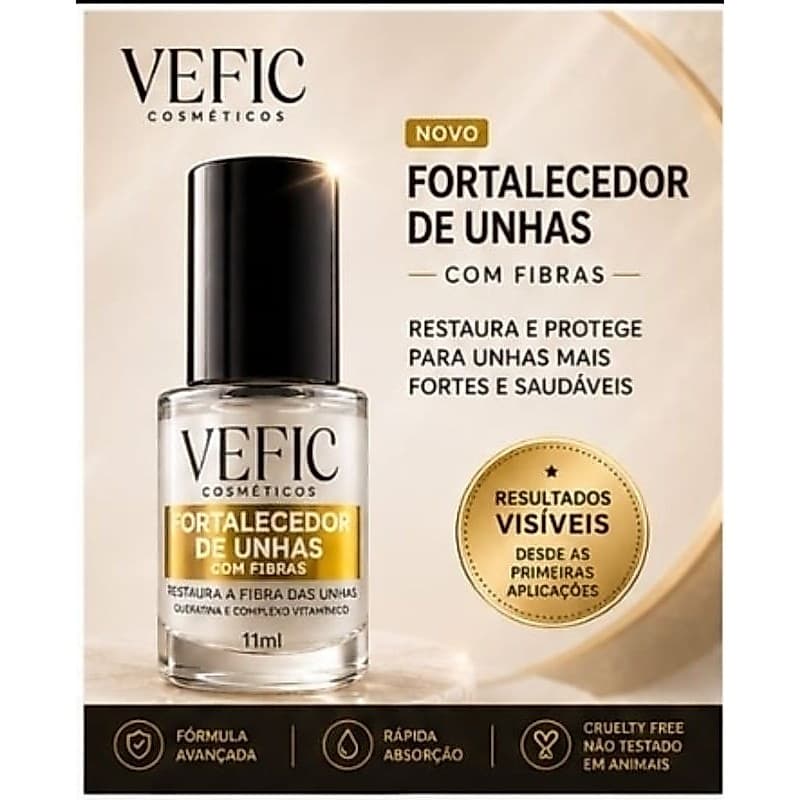 Fortalecedor de Unhas Vefic com Fibras 11ml | Fortalece, Protege e Recupera Unhas Fracas