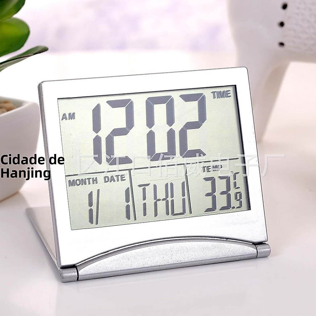 Relógio Despertador com Calendário Perpétuo, Relógio Digital Eletrônico, Termômetro, Relógio com Previsão do Tempo, Reló