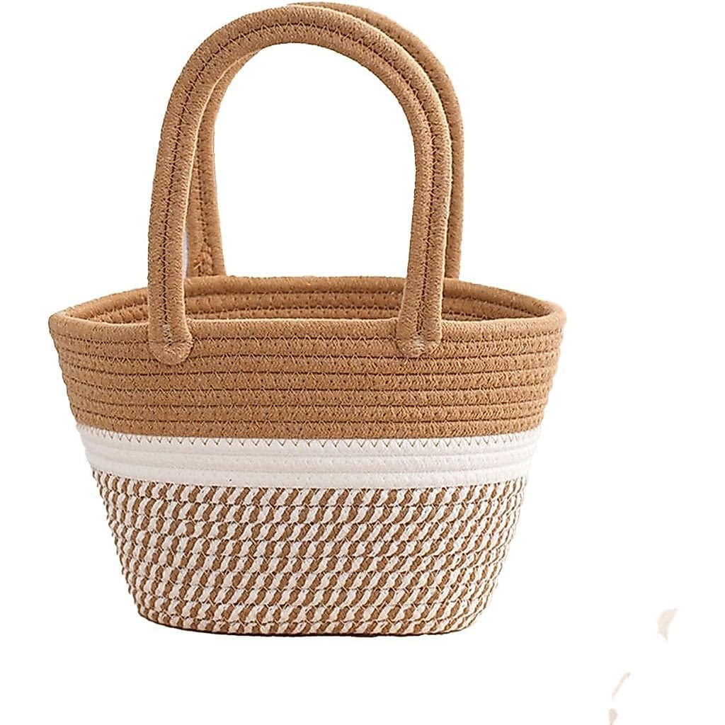Bolsa de mão artesanal em tecido de linho e algodão torcido para mulheres, bolsa de ombro, para piqueniques e acampament