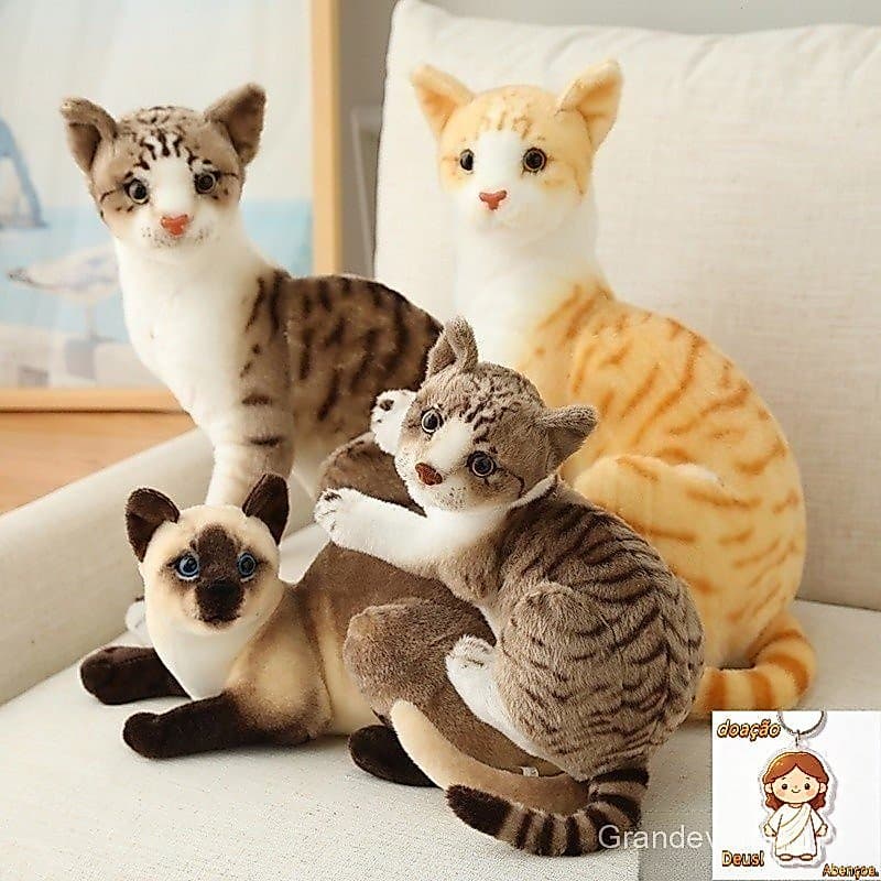Brinquedo de Pelúcia de Gato Siamês 20-32CM Brinquedo de Gato Realista / Presente de Aniversário para Crianças / Decoraç