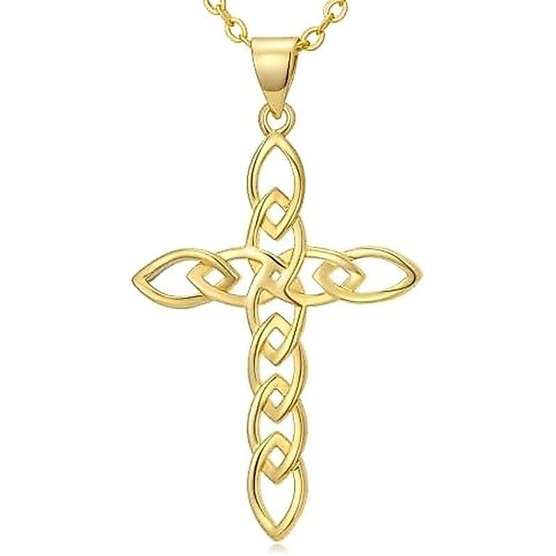 Colar De Cruz 14K Ouro Colares Para Mulheres Torcido Infinito Aberto Loop Pingente Jóias Religiosas