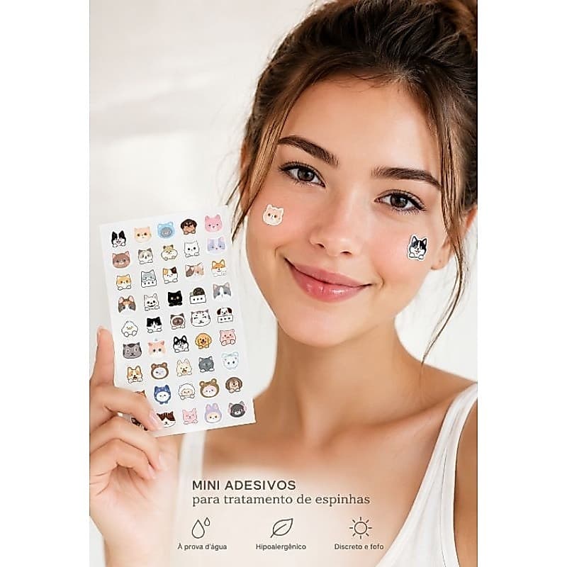 Mini Adesivos para Espinhas em Formato de Estrela ou Animais – Acne Patch Hidrocoloide Colorido