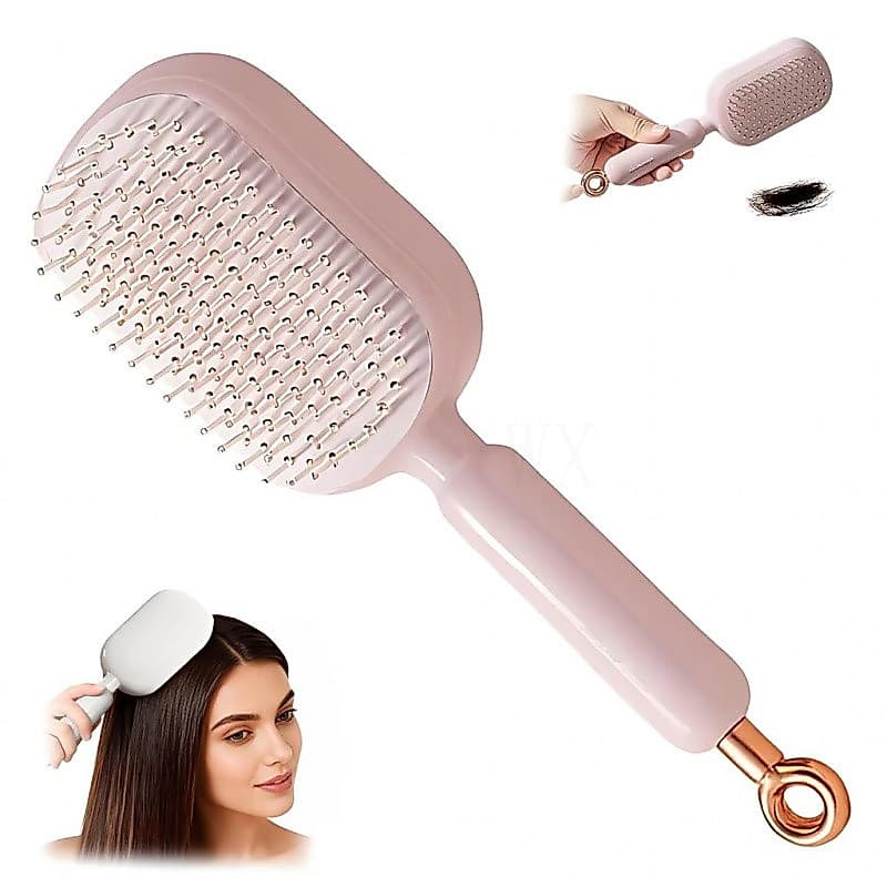 Escova de Massagem Retrátil com Almofada, Escova de Cabelo Retrátil Autolimpante com Design de Limpeza com um Único Puxã