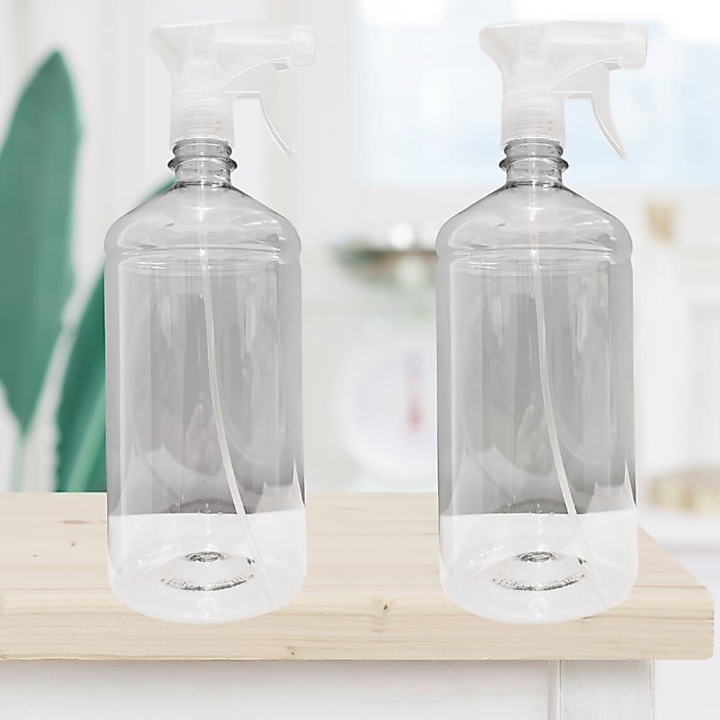 Kit 2 Pulverizador Borrifador 1 Litro Garrafa Pet Plastica Resistente Agua Alcool Sanitizante Jato E Leque Sem Produto