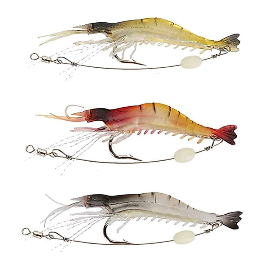 Kit 3 Iscas Artificial Camarão Silicone Com Anzol e Encastoado para Dourado Tucunaré Robalo Corvina