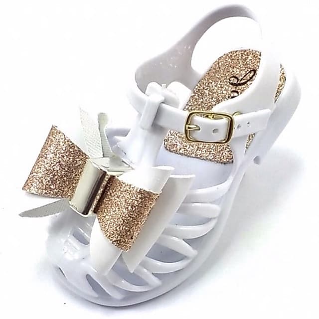 Sandália branca menina laço infantil sapato bebê festa ano novo Juju shoes