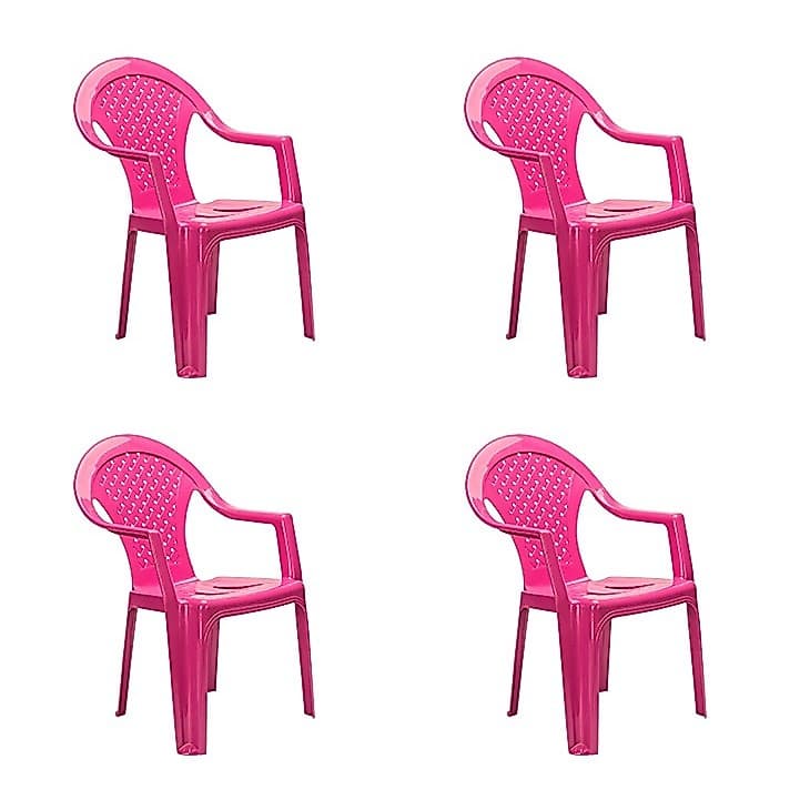 Kit 04 Cadeiras Infantil Plástico Rosa