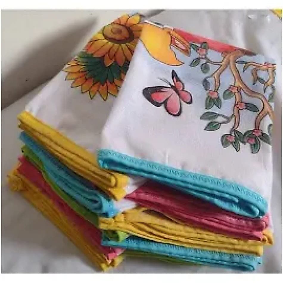 10 Guardanapos Grosso  Estampado/ Pé de Galinha Resistente C/Viés. Seca muito bem!!