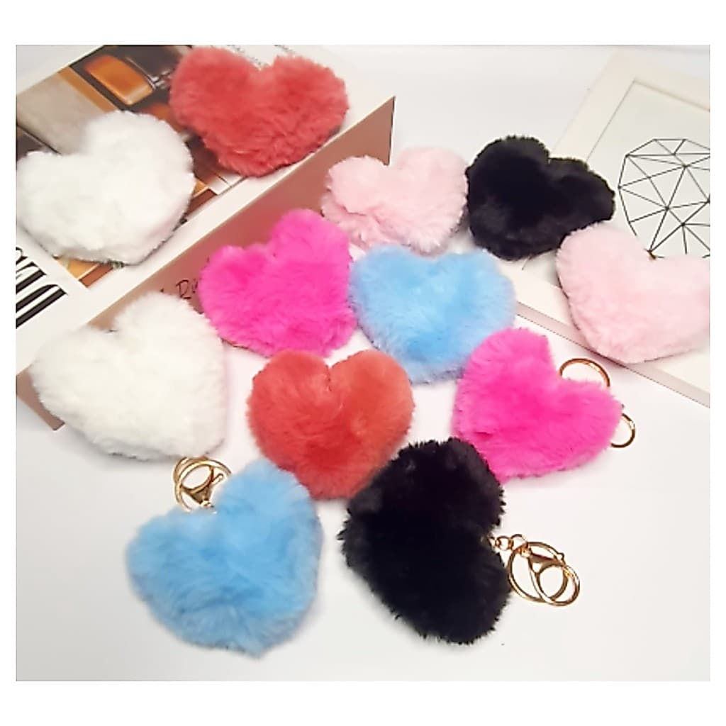 Chaveiro de Coração Pelúcia ideal para Bolsas Malas Mochilas e Chaves