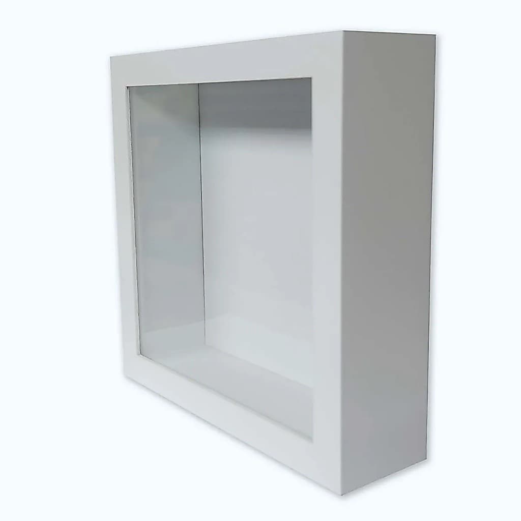 Quadro Moldura Caixa Alta Branco 22x22cm Com Vidro 5,3 Cm De Profundidade
