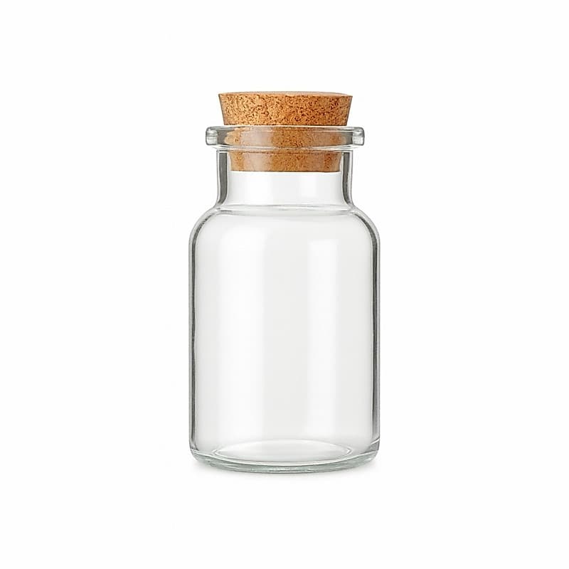 FRASCO DE VIDRO COM ROLHA 150 ML 6X7,5 CM
