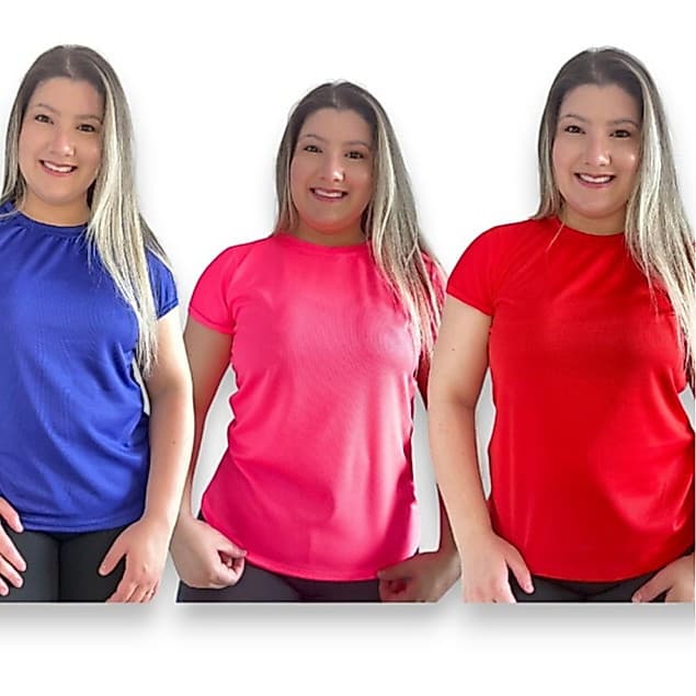 Camiseta Baby Look Moda Fit Feminina Poliéster Academia Corrida Moda