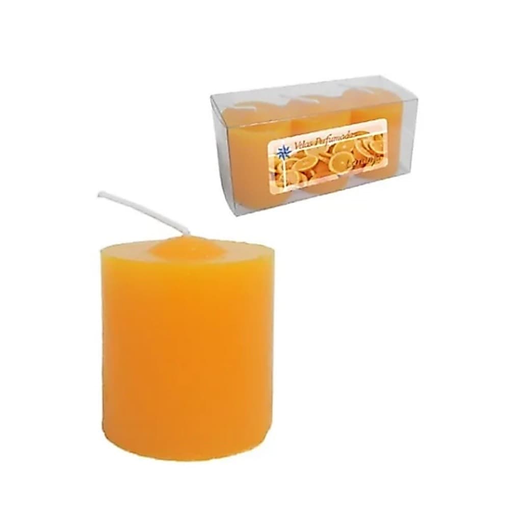 Kit 3 Velas Perfumadas De 1 Dia - Aroma Laranja