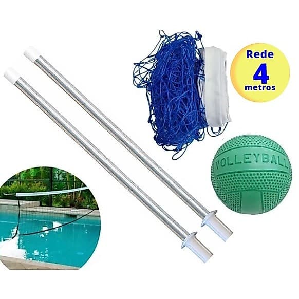 Kit Biribol Volei Para Piscina Com Rede 4 metros
