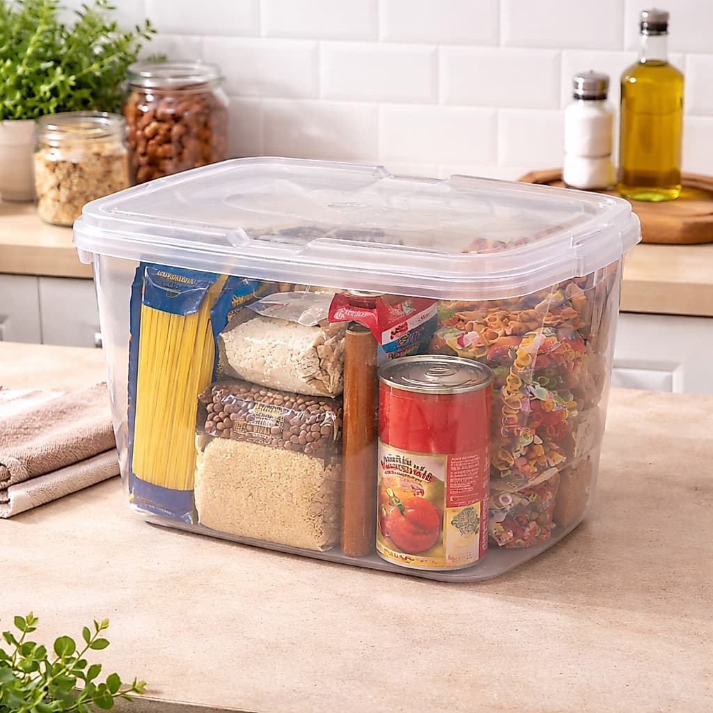 KIT 2 CAIXAS CONTAINER ORGANIZADORES DE PLASTICO TRANSPARENTE 20 LITROS TAMPA COM TRAVA