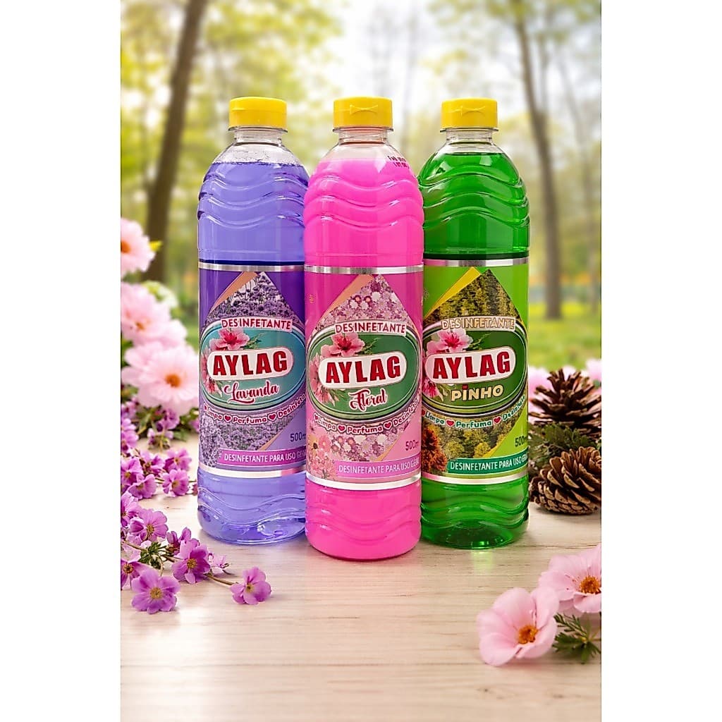 Desinfetante AYLAG 500ml Lavanda Floral Pinho – Limpa, Perfuma e Elimina Odores | Uso Geral