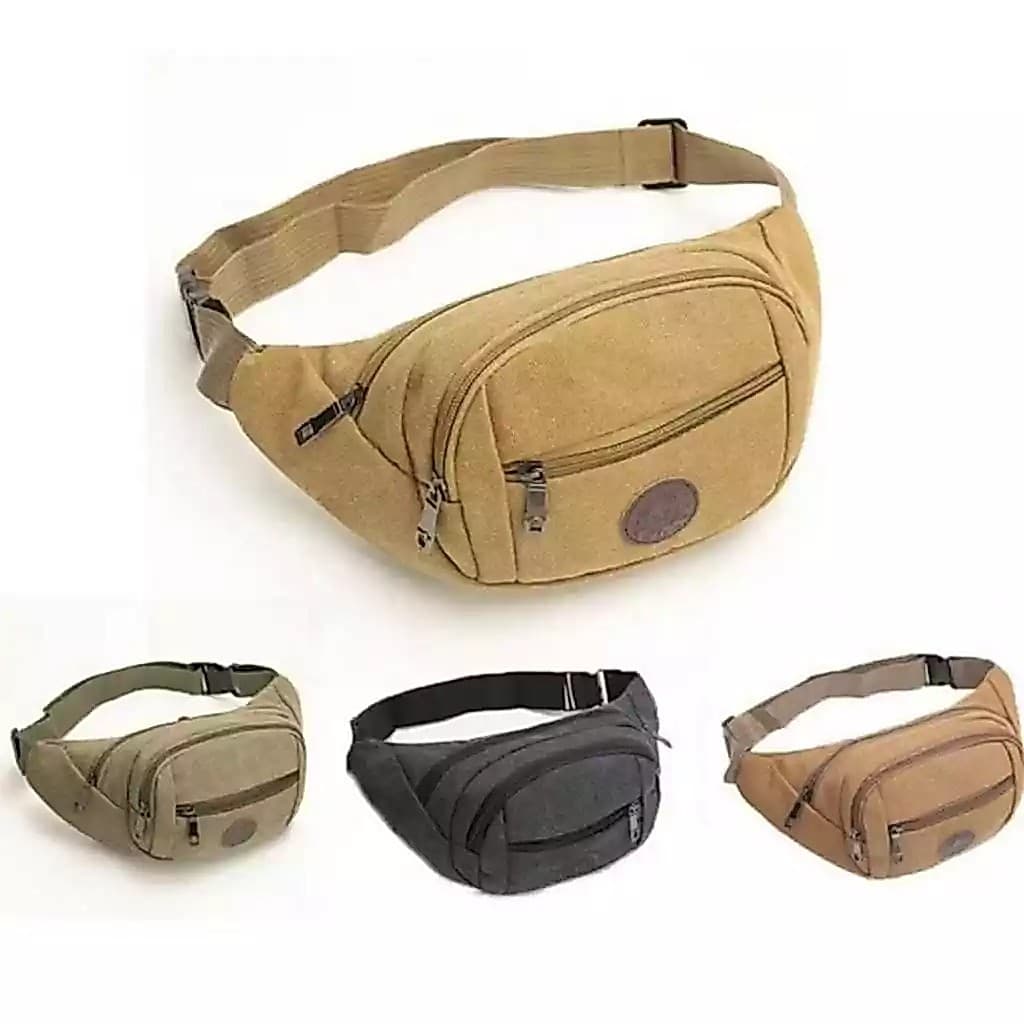 Bolsa De Cintura Pochete De Lona Masculina Feminina Reforçarda