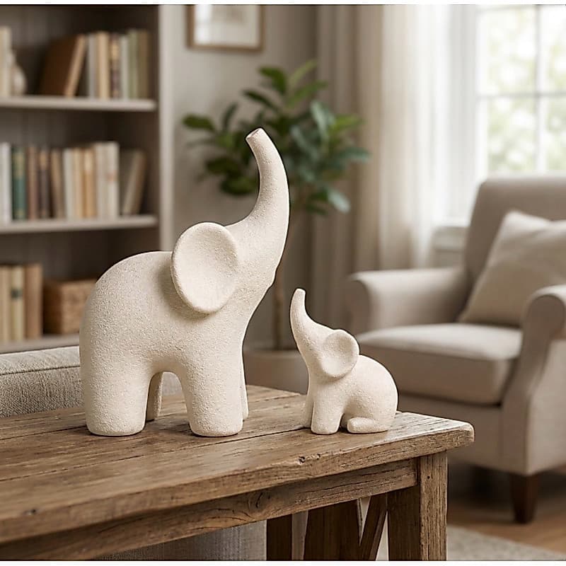 Elefante Decorativo Kit Grande Pequeno Sorte Prosperidade Feng Shui Enfeite Sala Estante Casa