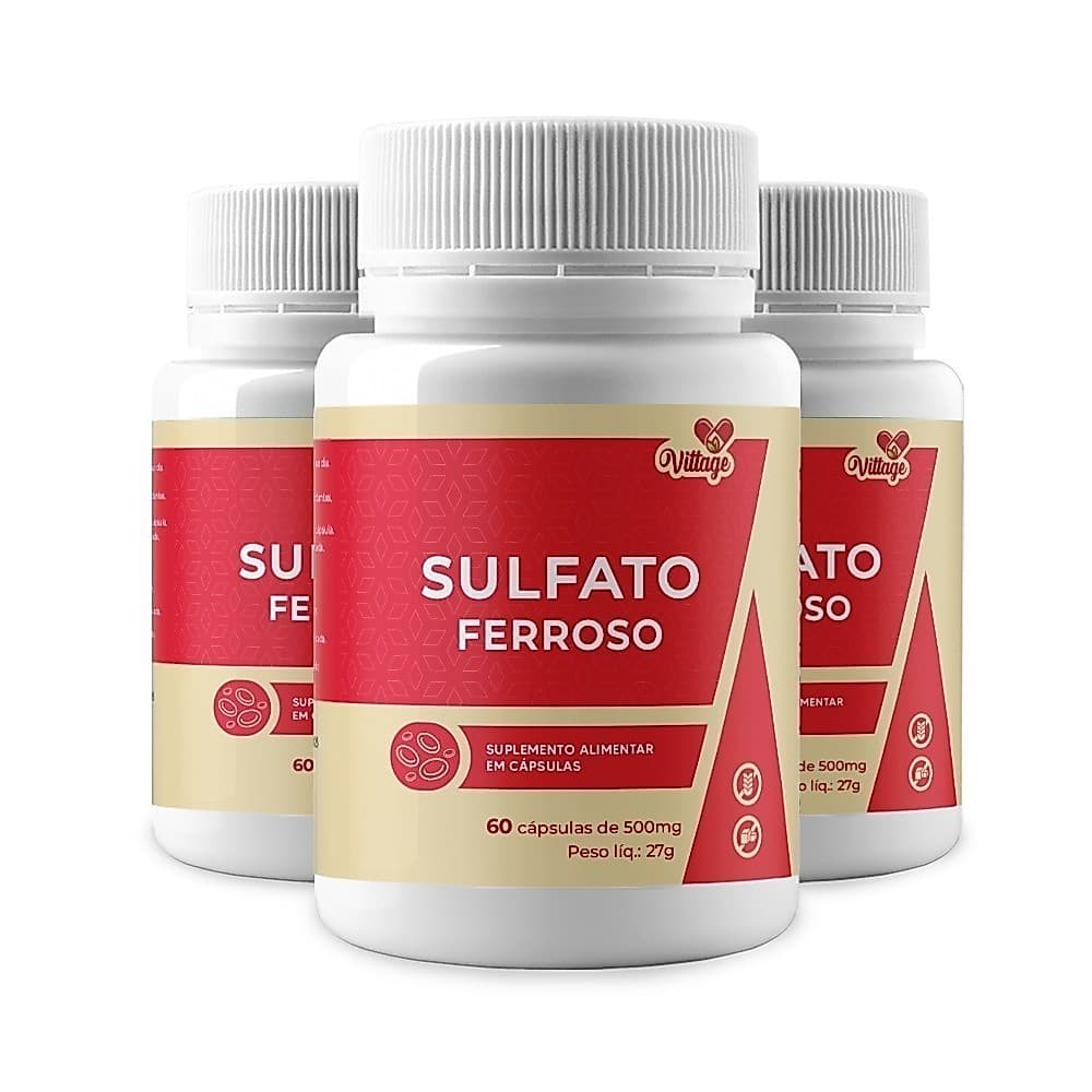 3X Sulfato Ferroso C/60 Capsulas Envio Imediato