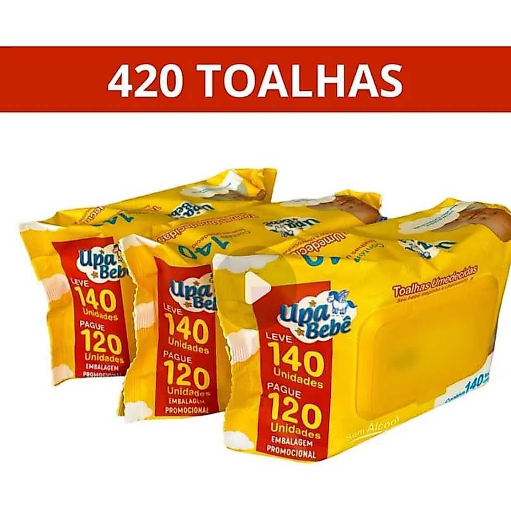 KIT   LENÇO UMIDECIDO  420 unid - 3 PACOTES - UPA BEBE PROMOÇÃO