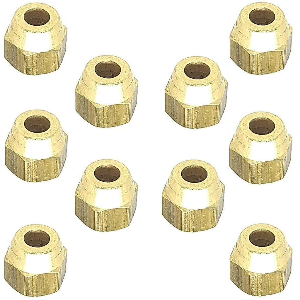Kit 10 Unidades Porca Ar Condicionado Para Flange 1/4 Latão