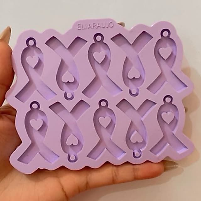 Molde de Silicone laço fita Outubro Rosa
