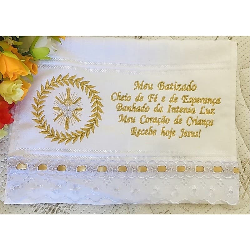 Toalha batizado, toalhinha batizado,toalha bordada,toalha infantil, toalha branca, eucarístia, primeira comunhão, toalha personalizada.